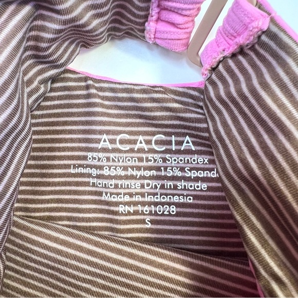 New Acacia Swimwear Brady Strapless Full Piece Dual Ribbed Swimsuit Pink Small - Picture 10 of 12